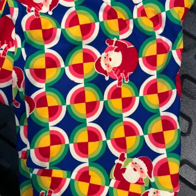 RARE HTF NEW TC LuLaRoe Tall & Curvy Leggings SANTA CIRCLE PANE BRIGHT SOFT